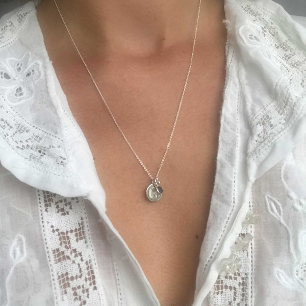 labradorite | 'initial coin' necklace | 925 silver