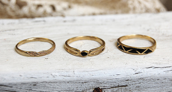 onyx | rings set | bronze