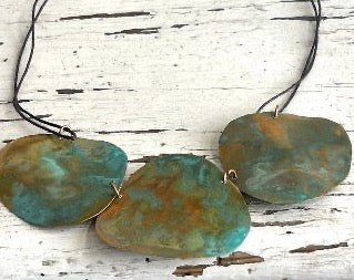 'plates' necklace | oxidized copper turquoise