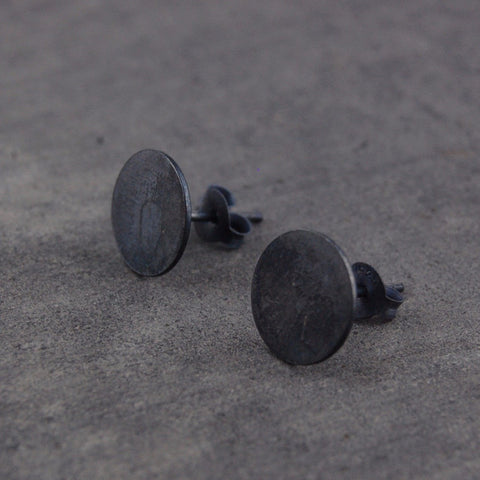 Round earstuds | 925 Oxidized-silber