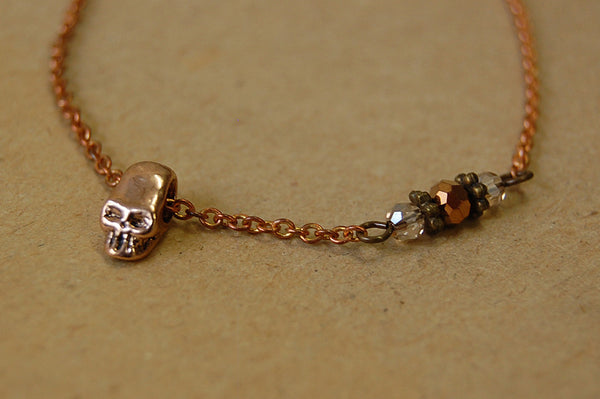 'skull & crystals' necklace | bronze