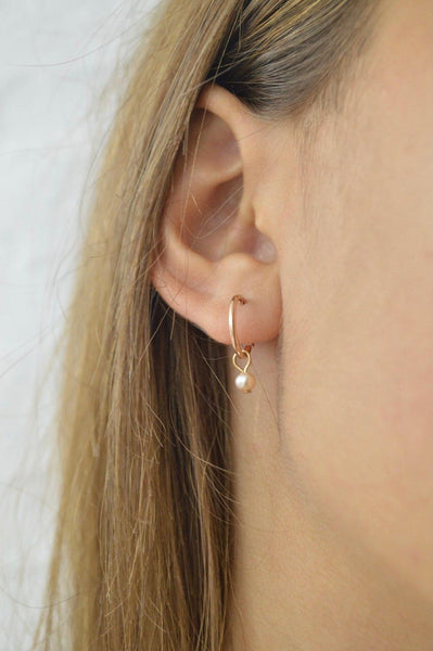 'tiny pearl' hoops | 24k rose gold-plated | 12mm