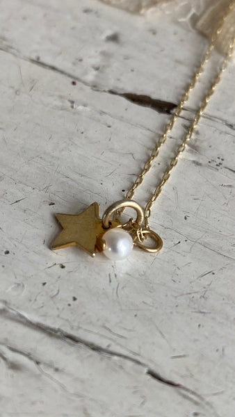 'star & pearl' necklace | 24k gold-plated