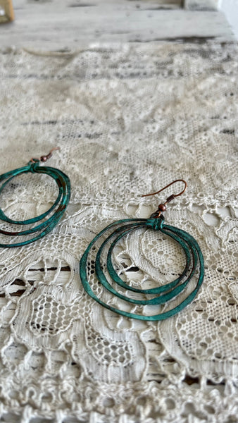 'organic' earrings | oxidized copper turquoise