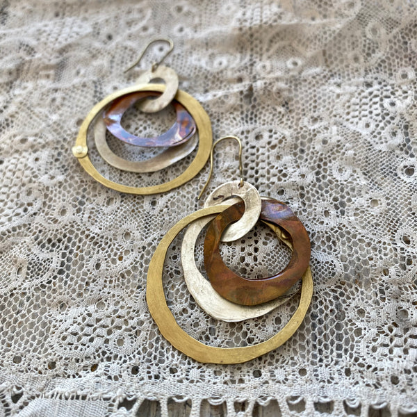 'Argentine circles' earrings | oxidized copper
