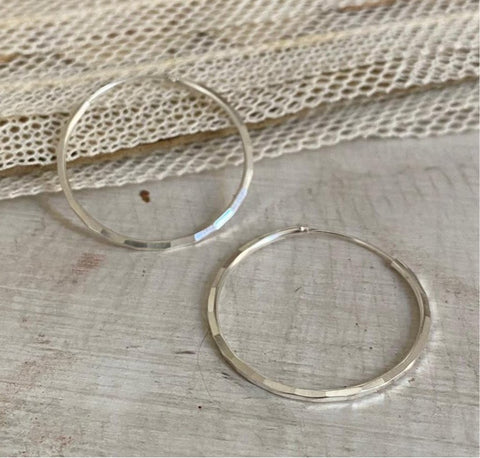 'Faceted' hoops | 925 silver | different sizes