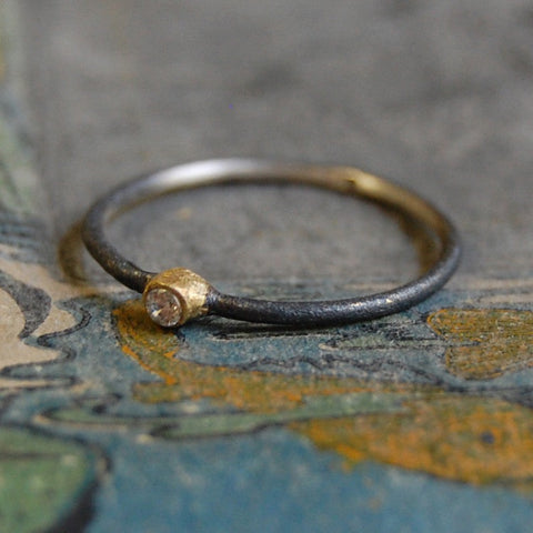 'union' ring | 925 silver oxidized & 24k gold-plated