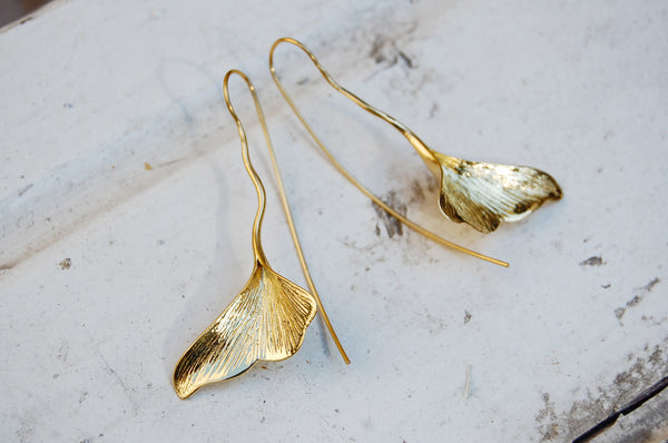 ginkgo leaf earrings | 24k gold-plated