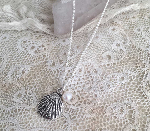 'shell & pearl' necklace | 925 silver