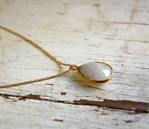 Moonstone | Cut pendant necklace | 24k Gold-plated