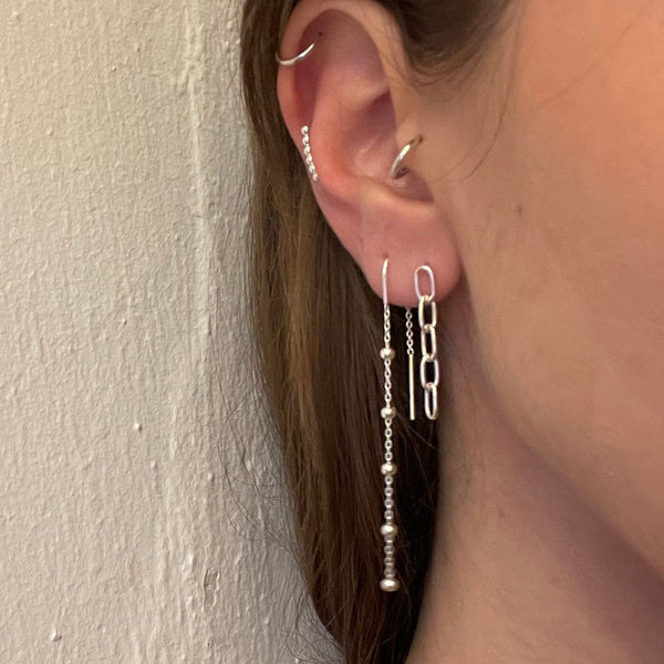 beaded earchain / 925 silver