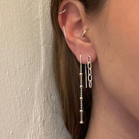 beaded earchain / 925 silver