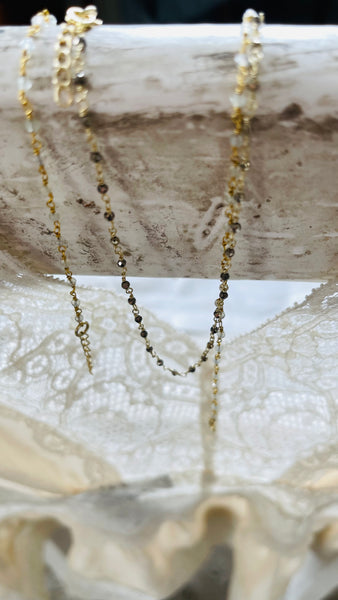 'pyrite' rosary chain | silver 24 gold-plated