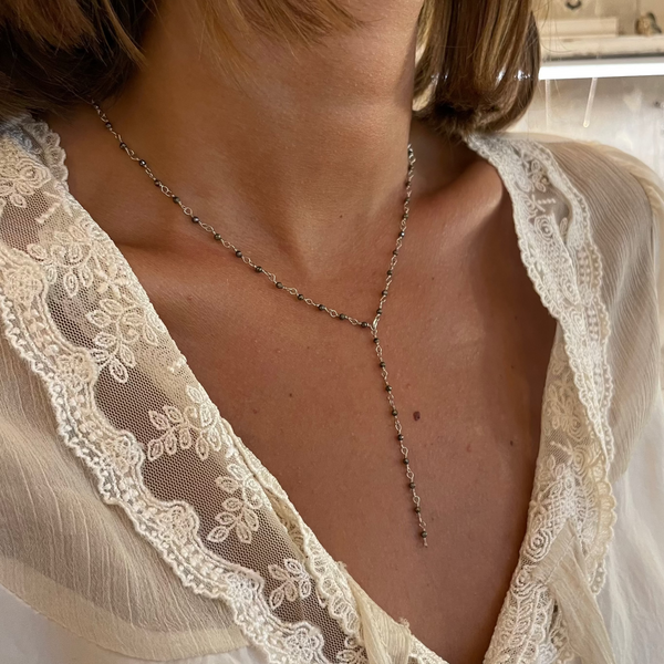 "Pyrite" Y Rosary necklace | 925 Silver