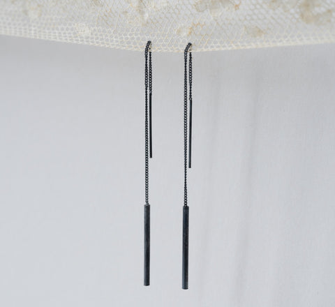 ´Bar´ earchain  / silver 925  oxidize