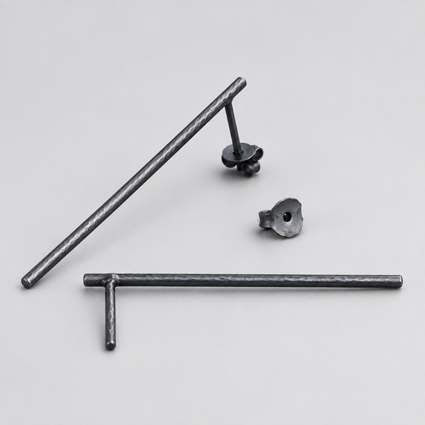 long bar earrings | 925 silver oxidized