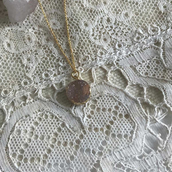 druzy quartz | medium necklace | 24k gold-plated