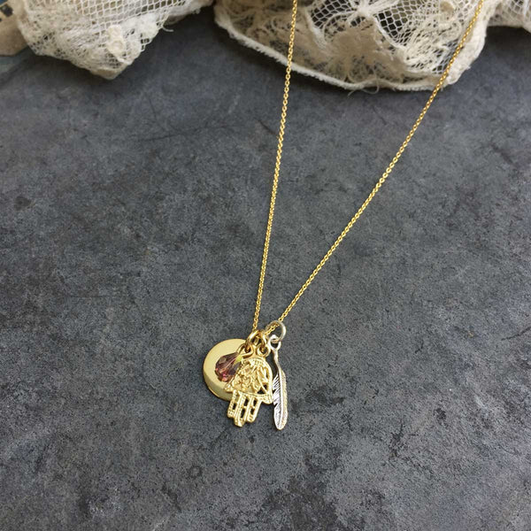 'talismans' multi pendant necklace | 24k gold-plated