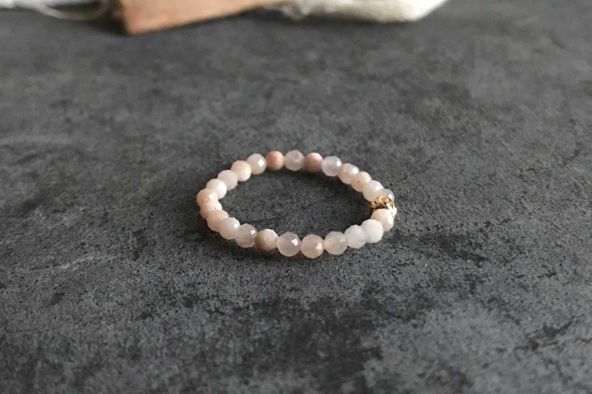 Peach Moonstone Ella | Adjustable ring