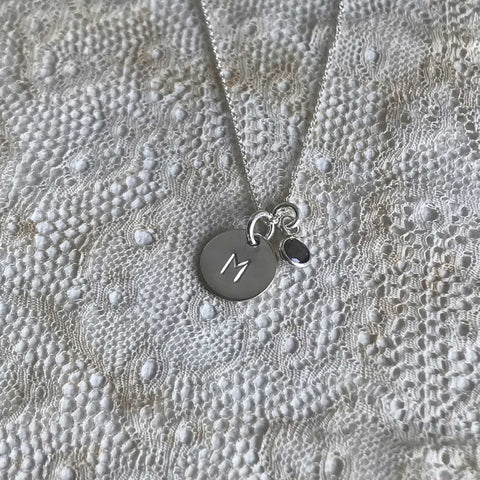 labradorite | 'initial coin' necklace | 925 silver