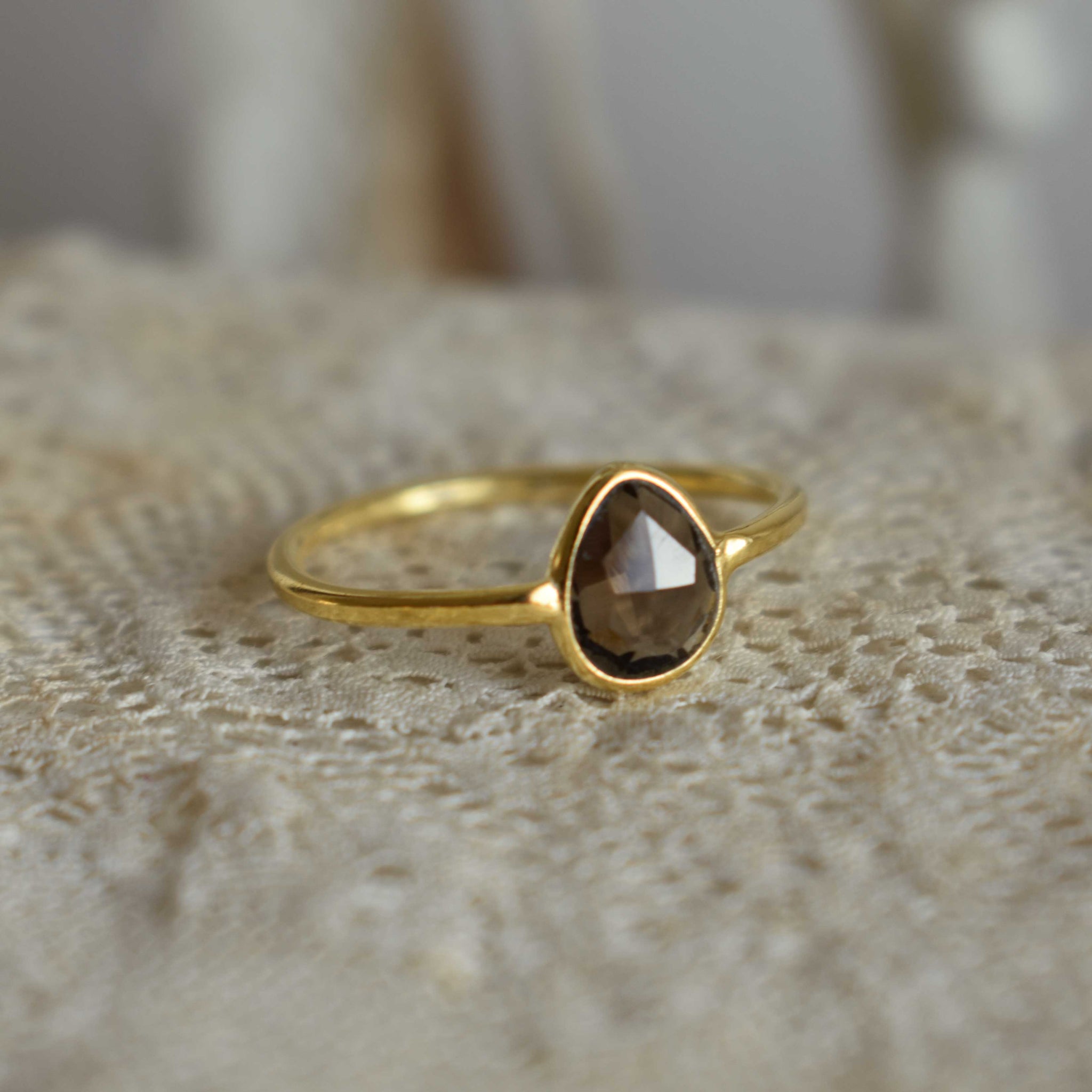 smoky topaz | ‘laia’ ring | 24k gold-plated