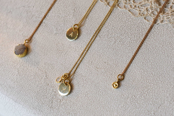 Moonstone | 'Initial coin' necklace | 24k gold plated