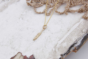 feather pendant necklace | 24k gold plated