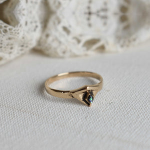 Abalone | art deco triangle ring | Bronze