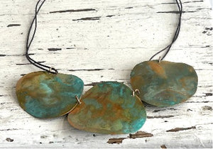 'plates' necklace | oxidized copper turquoise