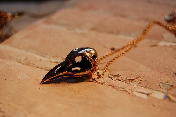 'bird skull' necklace | bronze