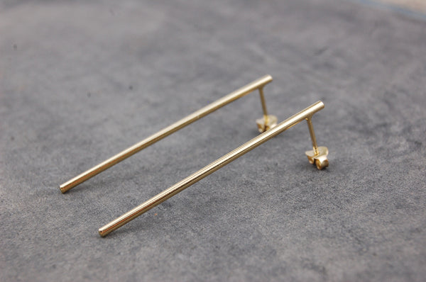 long bar earrings | 24k gold-plated