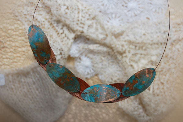 'ovals' necklace | oxidized copper