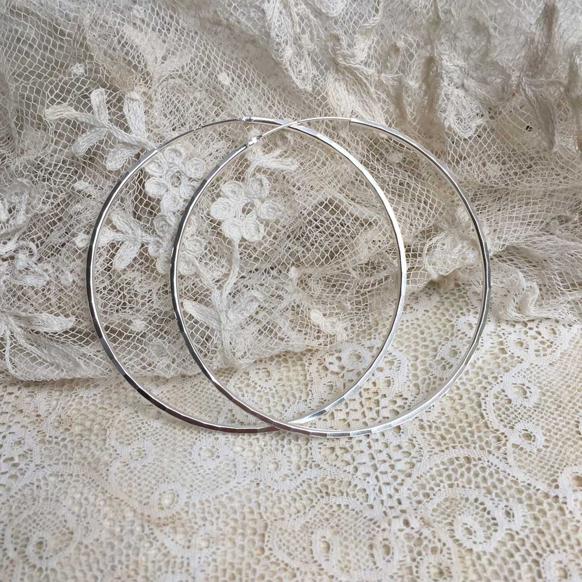 'faceted' hoops | 925 silver | 55 mm