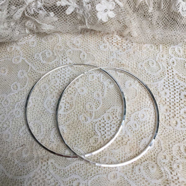 'faceted' hoops | 925 silver | 55 mm