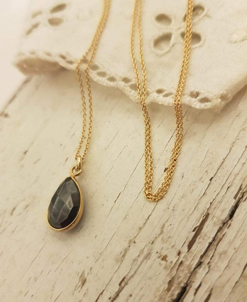 onyx | stone pendant necklace | 24k gold-plated