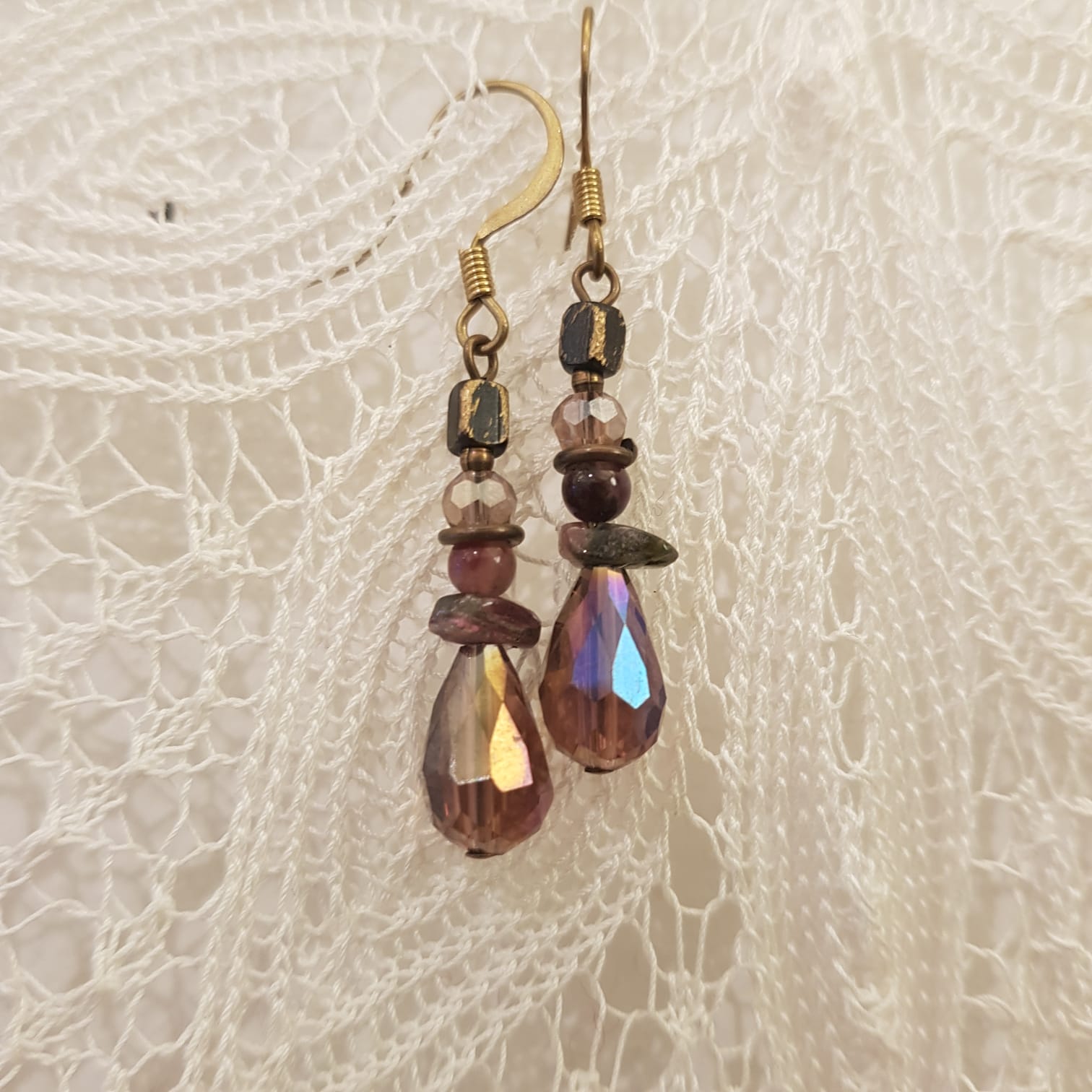 Old rose crystal earrings | 925 silver