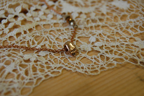 'skull & crystals' necklace | bronze