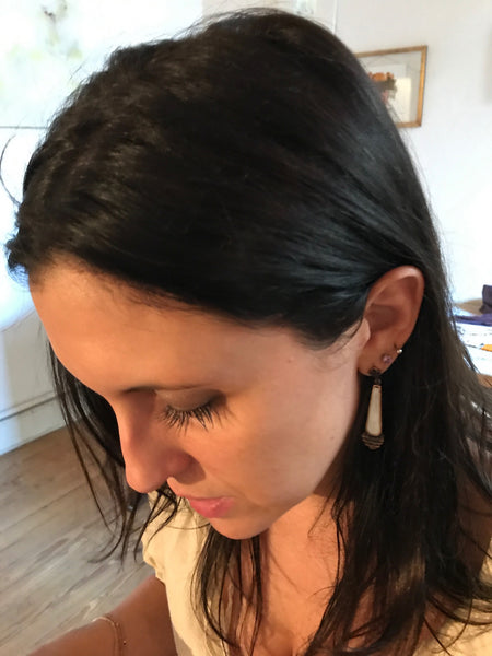 mother of pearl | 'antonella' earrings | bronze