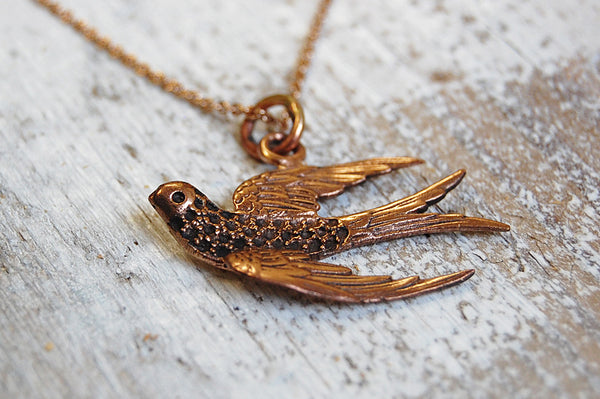 'vintage bird' necklace | bronze