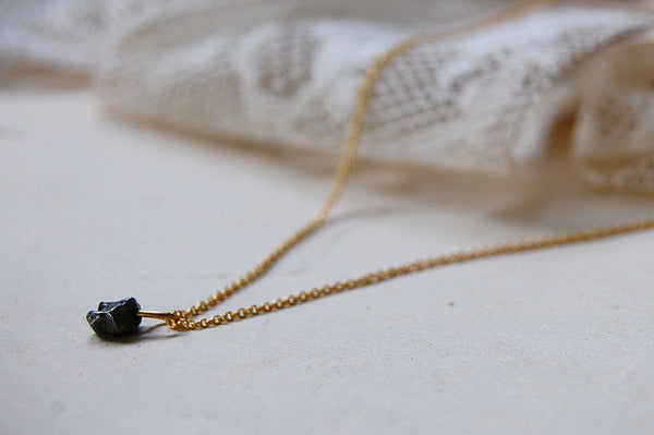 pyrite | stone pendant necklace | 24k gold-plated