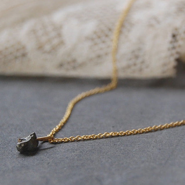 pyrite | stone pendant necklace | 24k gold-plated