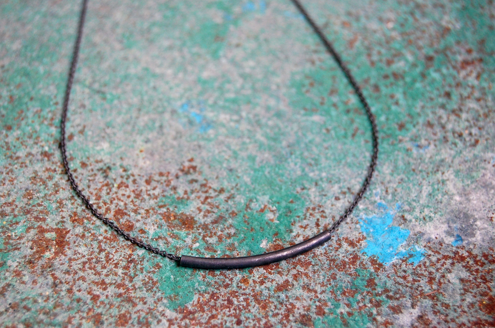 'tubular bar' necklace | 925 silver oxidized