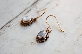 mother of pearl | 'ora' earrings | bronze