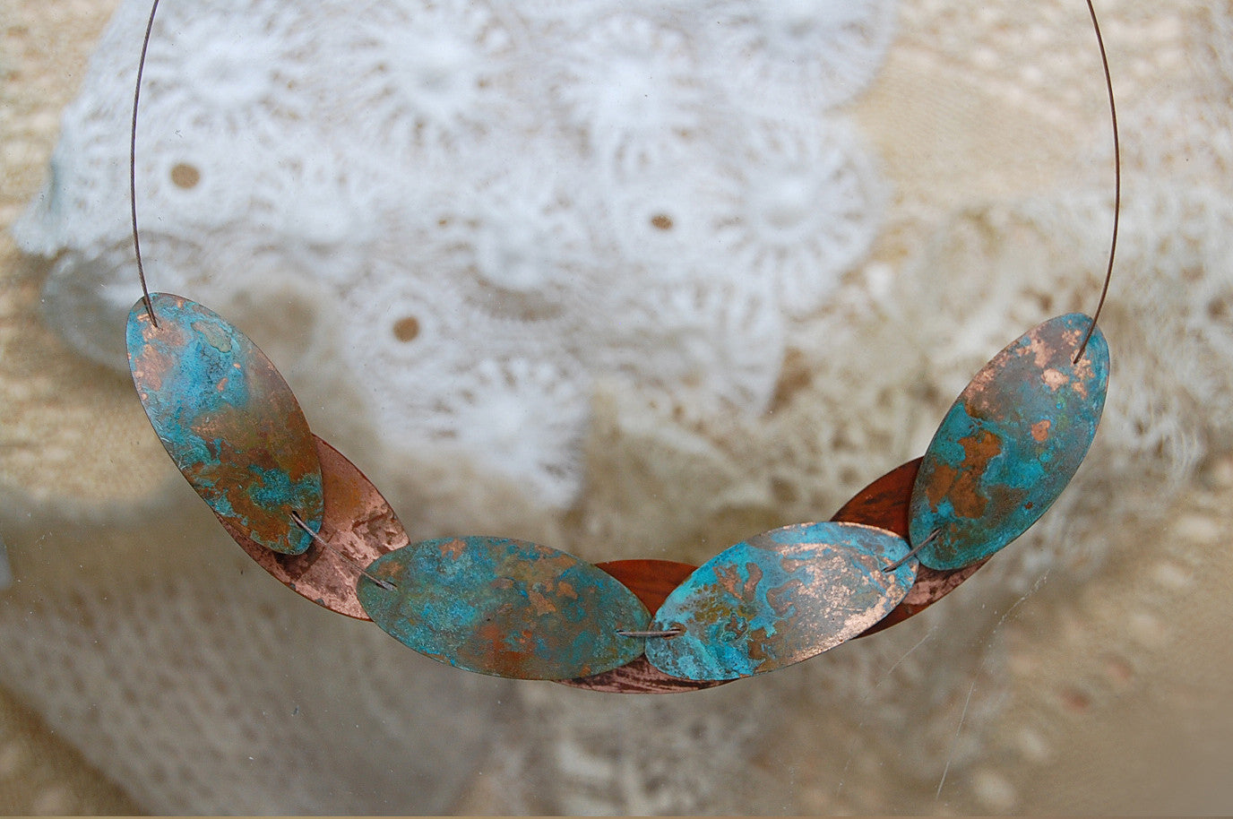 'ovals' necklace | oxidized copper