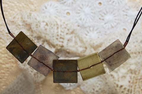 'squares' necklace | oxidized copper
