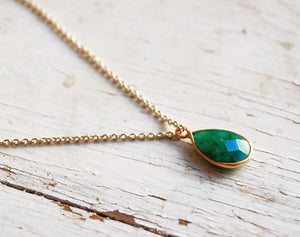 emerald | stone pendant necklace | 24k gold-plated