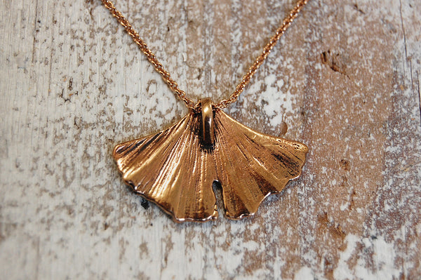 'ginkgo fan' necklace | bronze