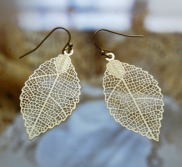 filigree leaf earrings | 24k gold-plated