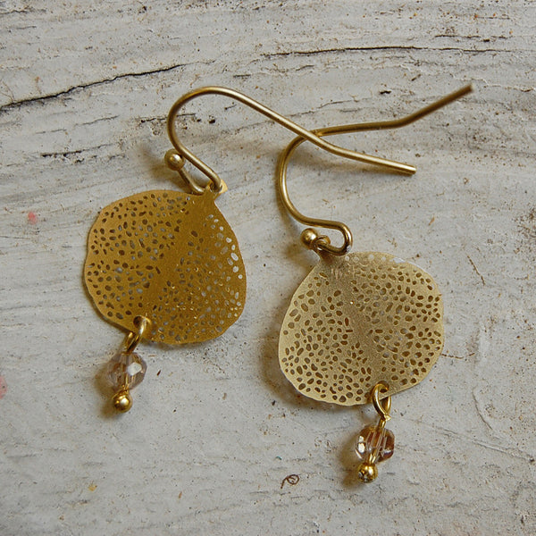 crystal | filigree earrings | 24 gold-plated