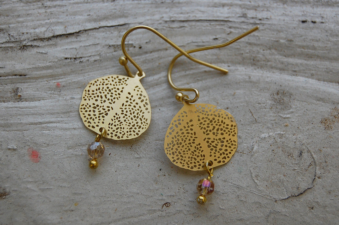 crystal | filigree earrings | 24 gold-plated